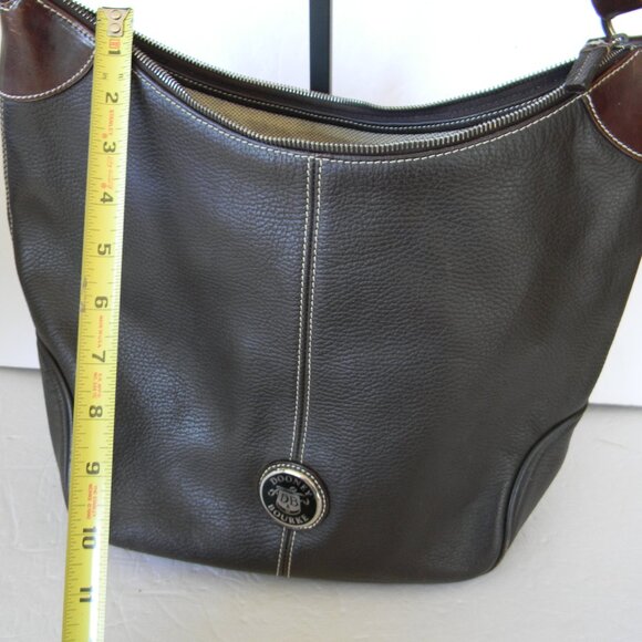 VINTAGE DOONEY & BOURKE BROWN PEBBLE LEATHER LARGE HOBO SHOULDER BAG - Picture 2 of 12